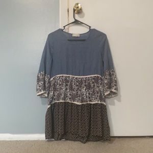 Long sleeve floral mini dress